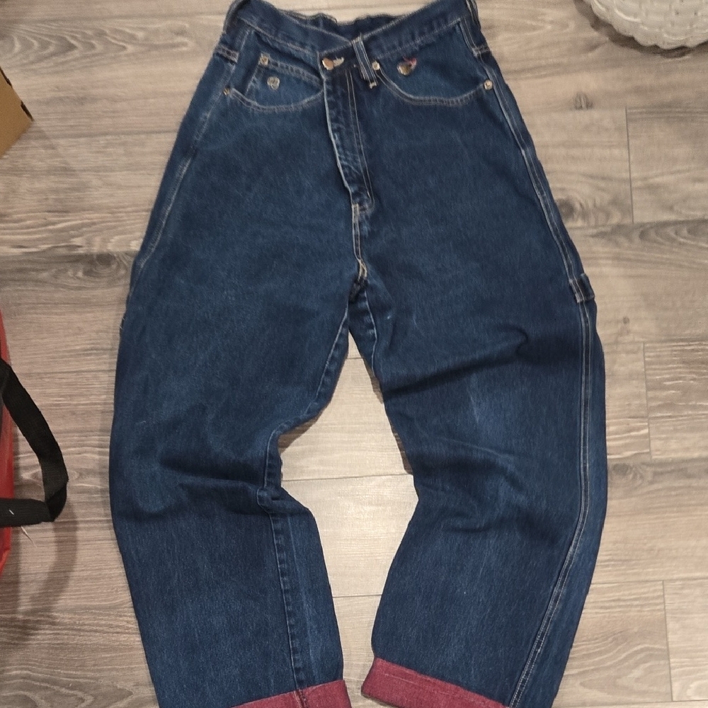 Rockamn Blue Jeans with Red Accents